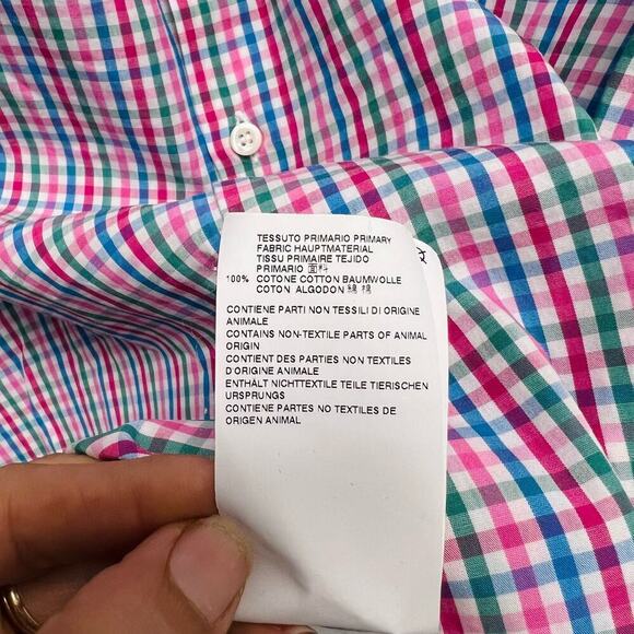Dsquared2 Button Up Shirt Cotton Plaid Pink Blue Green Men’s Size 48 - Picture 8 of 9